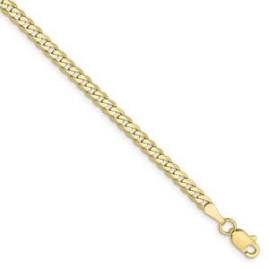 2.9mm 10k Yellow Gold Flat Beveled Curb Chain Bracelet, 7 Inch